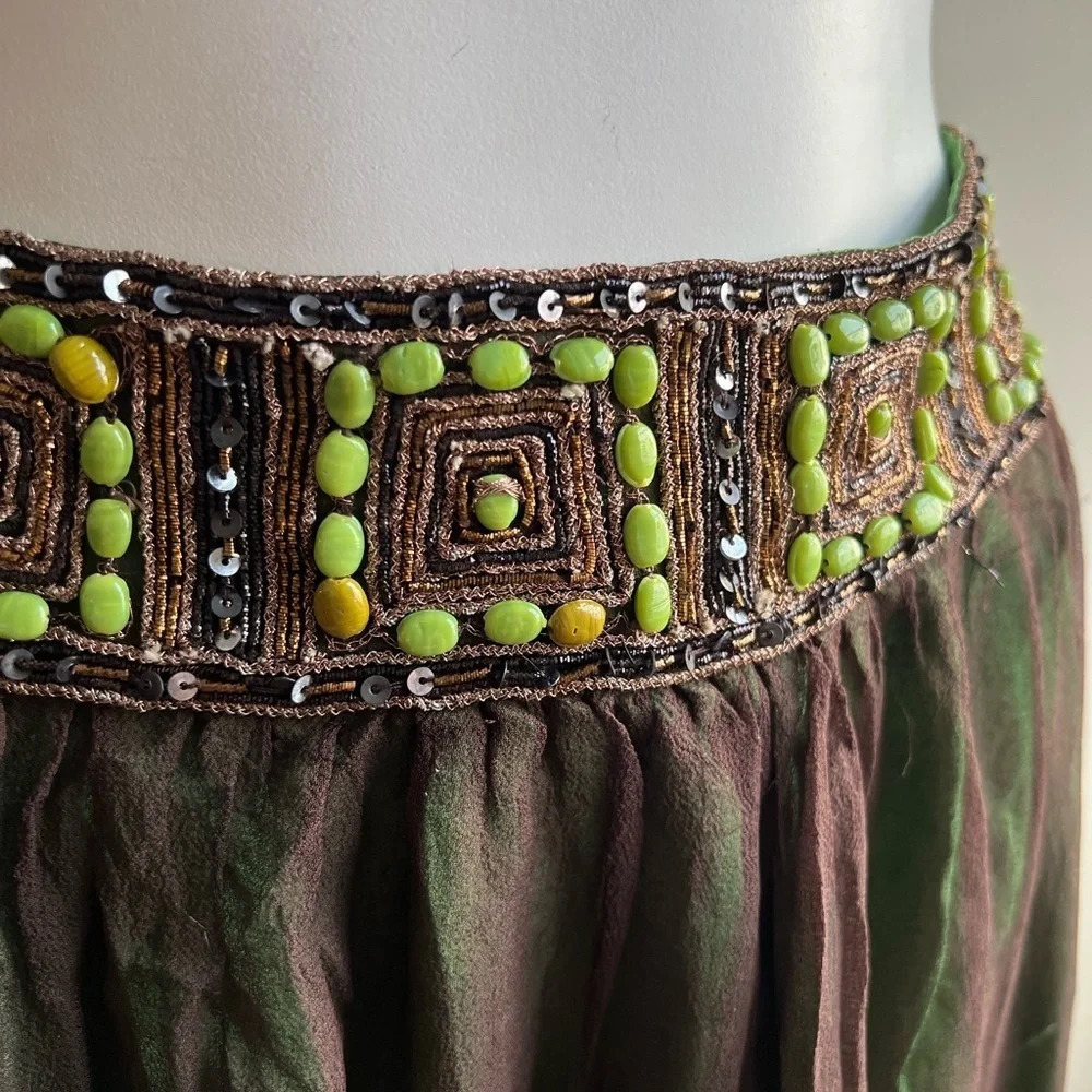 White Chocolate Size M Chiffon Green Beaded Skirt Forest Fairy Boho Whimsigoth - Picture 2 of 9